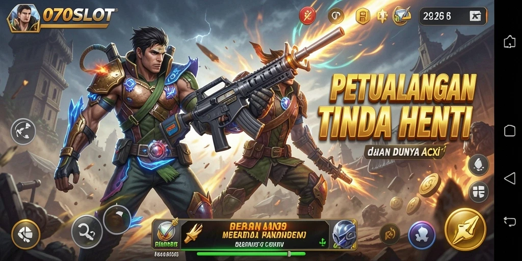 Tangkapan layar menunjukkan aksi mendebarkan dalam 070SLOT.