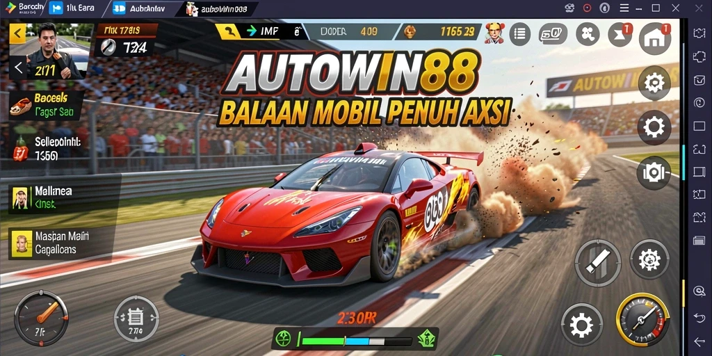 Menampilkan aksi balapan mendebarkan dari AUTOWIN88.