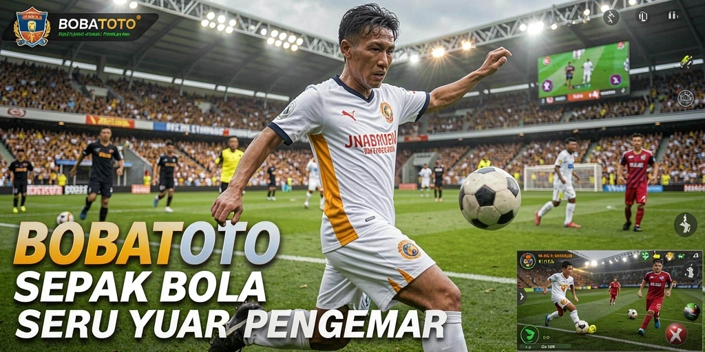 Screenshot gameplay BOBATOTO menampilkan aksi seru dalam sepak bola.