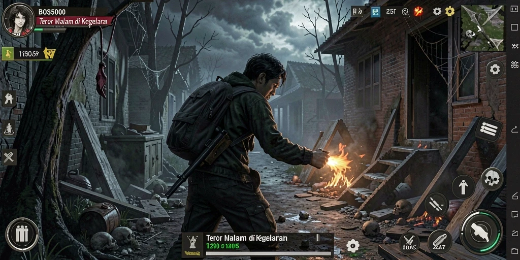 Screenshot gameplay menampilkan suasana horor yang mencekam.
