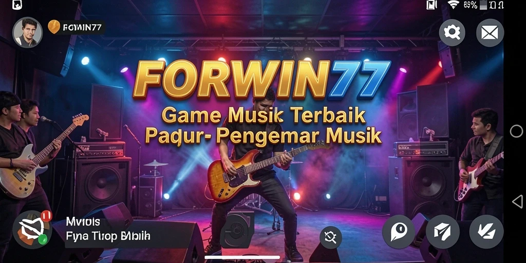 Screenshot gameplay FORWIN77 menampilkan interaksi pengguna dengan lagu pilihan.