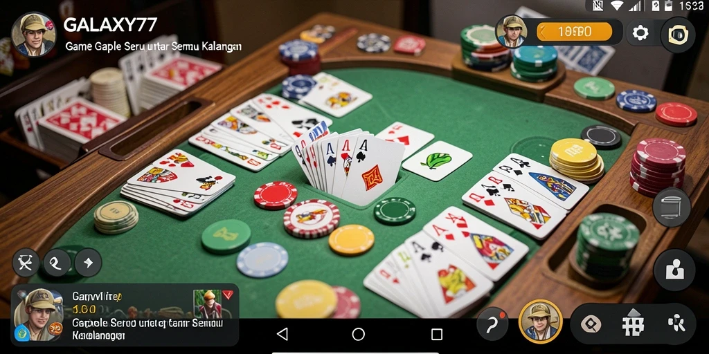 Screenshot GALAXY77 menampilkan keseruan gameplay Gaple.
