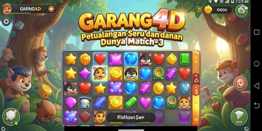 Tampilan gameplay seru dari GARANG4D dengan level Match-3 yang menantang.