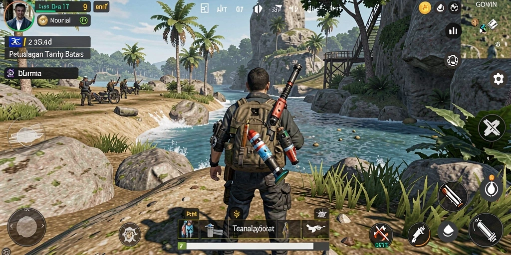 Screenshot gameplay <strong>GOWIN</strong> yang menampilkan petualangan seru di dunia terbuka.
