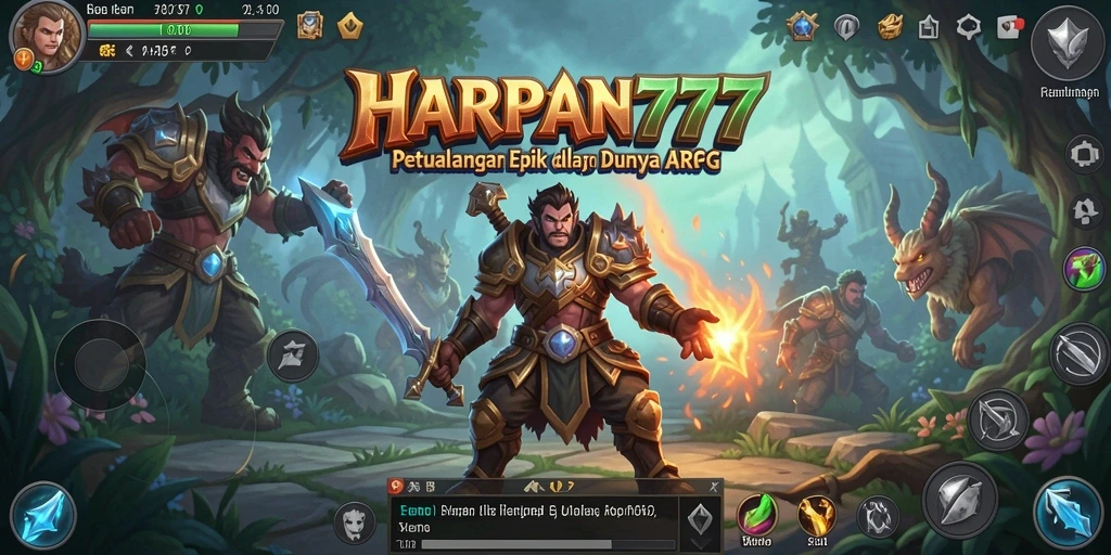 Menggambarkan aksi seru dalam game ARPG HARAPAN777.