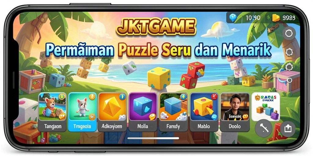 Screenshot menunjukkan gameplay menarik dari JKTGAME dengan puzzle yang menantang.