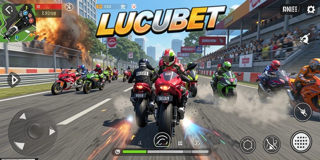 Gameplay seru LUCUBET di lintasan balap motor.