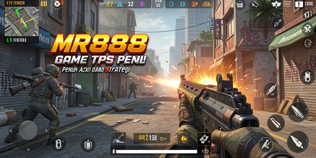 Screenshot MR888 menampilkan aksi gameplay TPS yang intens dan mendebarkan.