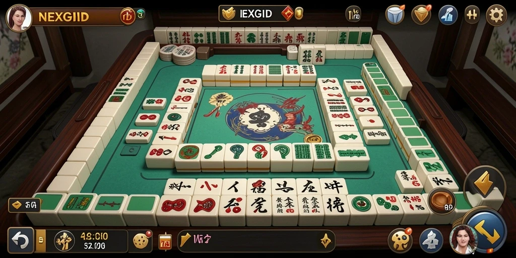 Tangkapan layar NEXGID yang menunjukkan gameplay Mahjong yang menawan.