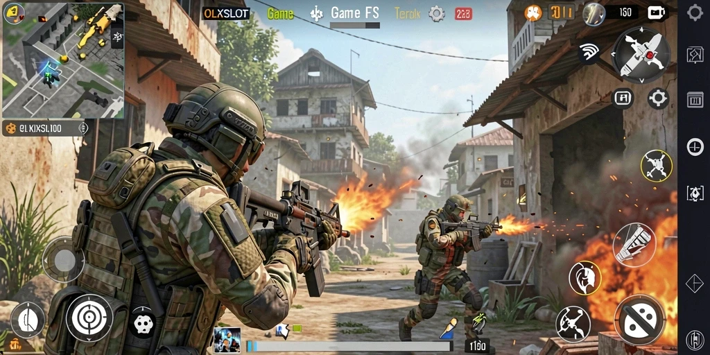 Screenshot gameplay OLXSLOT dengan aksi menembak yang seru.