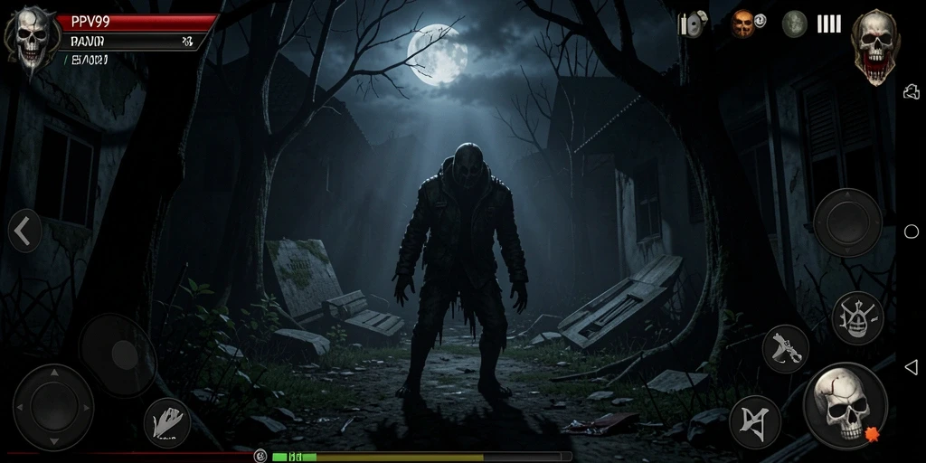 Tampilan gameplay menegangkan dari PPV99 dengan suasana horror yang mencekam.