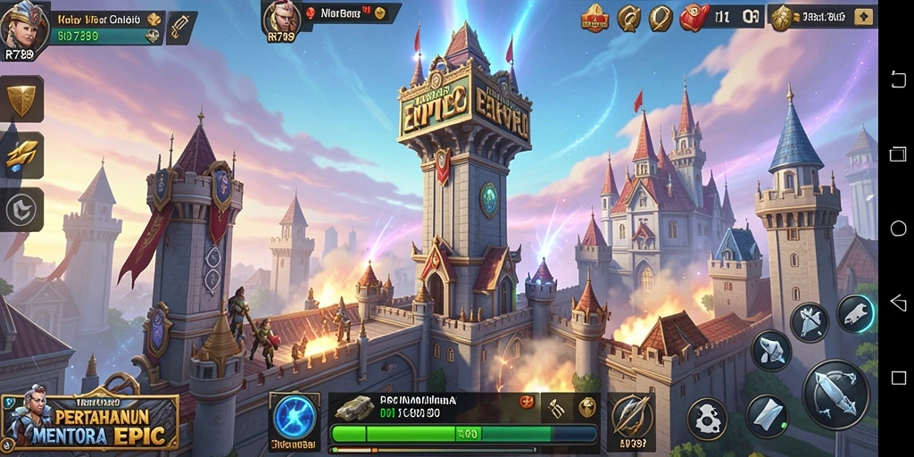 Screenshot gameplay Tower Defense yang menegangkan dan strategis di RR789.