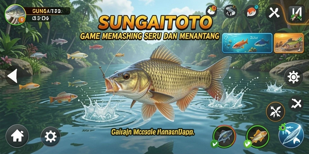 Screenshot SUNGAITOTO menampilkan aksi memancing yang mendebarkan.