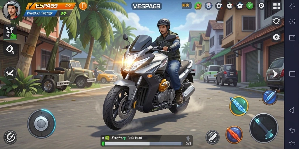 Screenshot gameplay VESPA69 menampilkan pertempuran strategis yang mendebarkan.