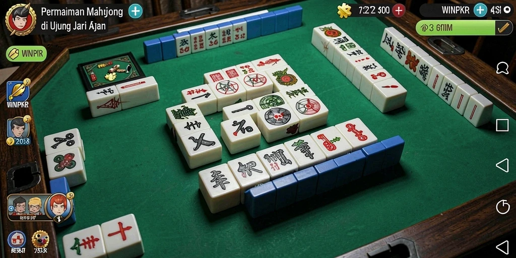 Tampilan gameplay bermain Mahjong di WINPKR yang menantang.