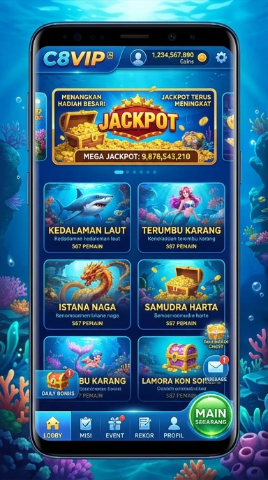 Tampilan utama aplikasi c8vip yang modern dan menarik.